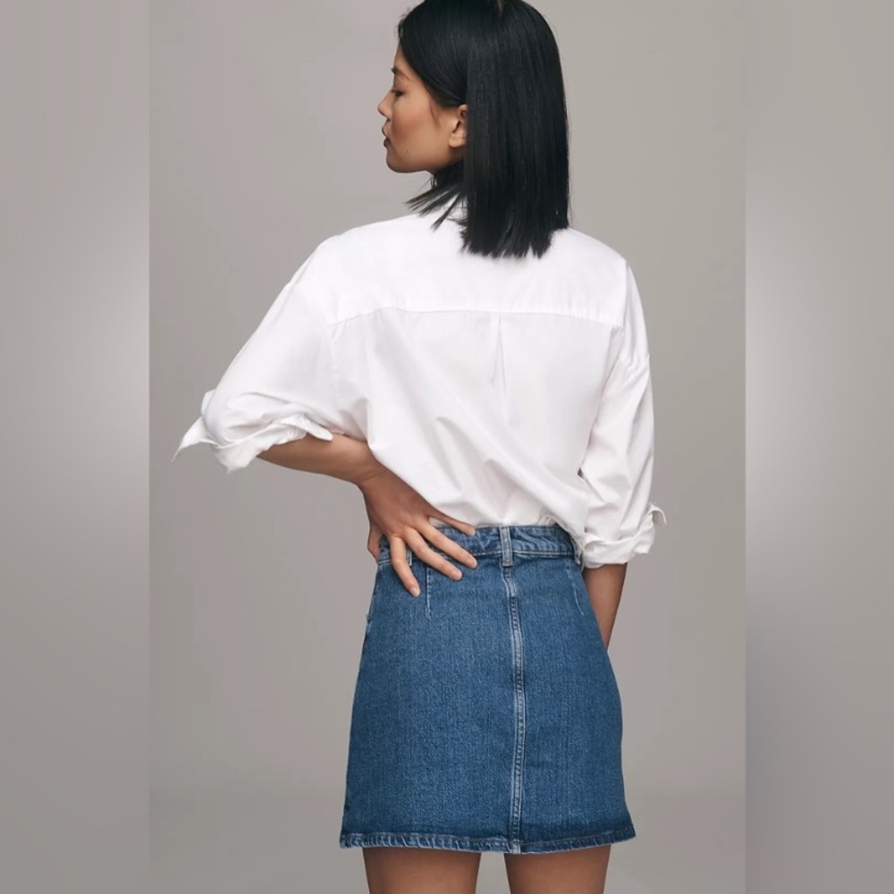 Anthropology Maeve Denim Blue Button Front Mini Skirt
Sz 2 Y2K preppy cotton - Picture 2 of 10